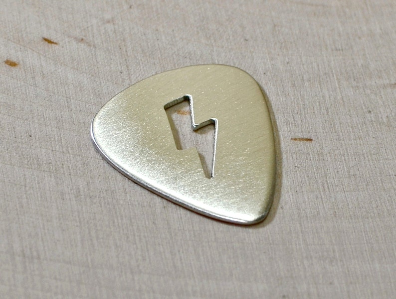 Lightning bolt sterling silver guitar pick can be personalized with engraving image 2