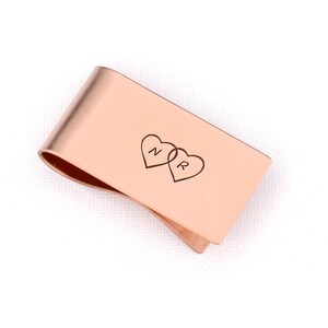 Money Clip with Initials and Double Hearts for Personalized Statements of Love - MC11201881