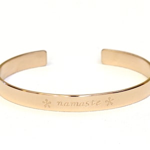 Gold Namaste Cuff Bracelet in Solid 14k Yellow Gold - GB1120184