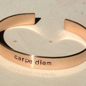 Bronze Carpe Diem Cuff Bracelet with Inspiration to Seize the Day BR010 image 2