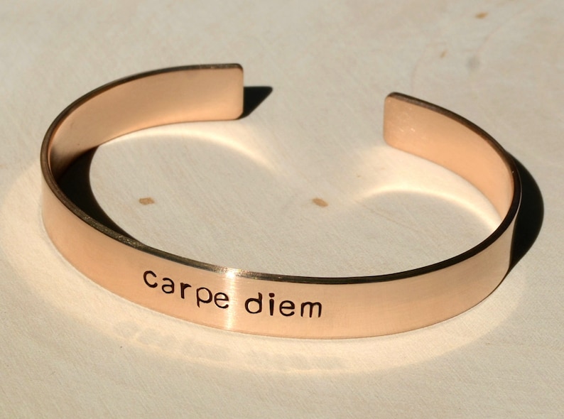 Bronze Carpe Diem Cuff Bracelet with Inspiration to Seize the Day BR010 image 2