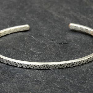 Dainty Sterling Silver Cuff Bracelet with Zig Zag Pattern solid 925 BR8832 image 5