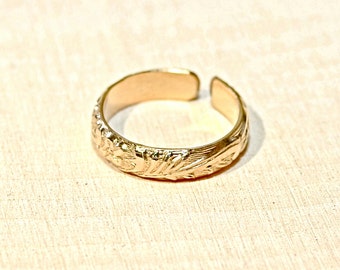 Gold filled organic leaf toe ring - Gold Toe Ring TR921