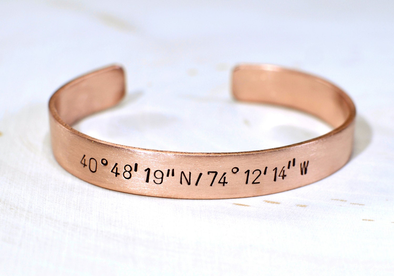 Copper Bracelet Personalized With Your Own Custom Coordinates