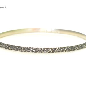 Sterling Silver Stackable Bangle Set With Geometric Patterns and ...