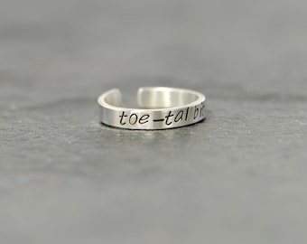 sterling silver toe ring - toe ring with a pun