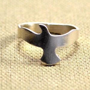 Sterling silver bird ring - handmade ring - ring size 5 -13