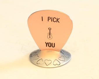 Copper guitar pick - i pick you guitar pick - copper plectrum - plectra- anniversary gift - wedding gift - christmas gift -  GP7006