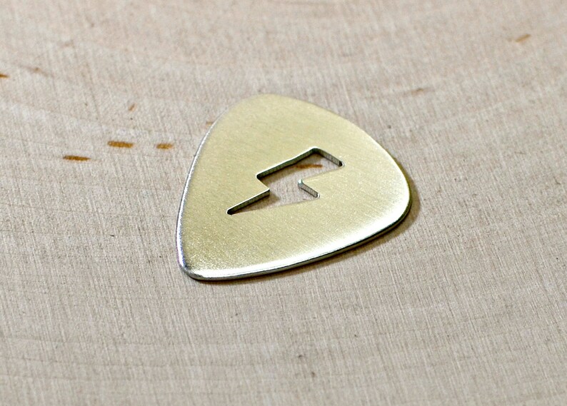 Lightning bolt sterling silver guitar pick can be personalized with engraving image 4