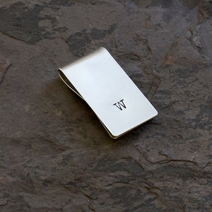 Money Clip Graduation Personalized with Simple Hand Stamped Initial in Sterling Silver solid 925 MC112 image 4