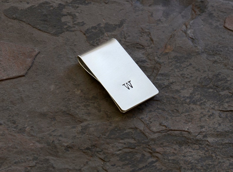 Money Clip Graduation Personalized with Simple Hand Stamped Initial in Sterling Silver solid 925 MC112 image 4