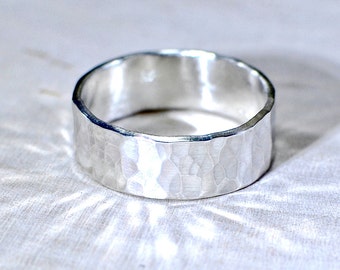 Hammered Sterling Silver Ring Handmade to Blend Bright