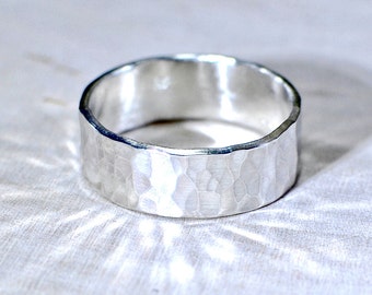 Hammered Sterling Silver Ring Handmade to Blend Bright Sparkle and Rustic Styling  - Solid 925 RG111