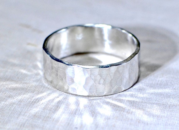 Hammered Sterling Silver Ring Handmade to Blend Bright Hammered Sterling Silver Ring Handmade to Blend Bright