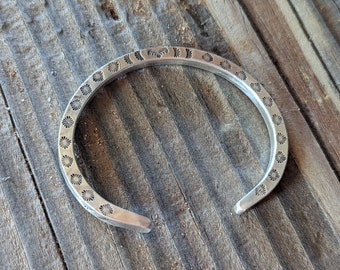 Solid Sterling Silver Square Wire Cuff Bracelet With Hand