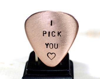 Guitar Pick Copper with I Pick You and Heart Stamp - GP239- valentines day gift