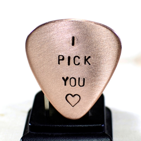 Guitar Pick Copper with I Pick You and Heart Stamp - GP239- valentines day gift