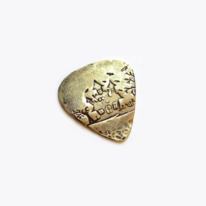 Spooky house Halloween guitar pick playable in brass image 5