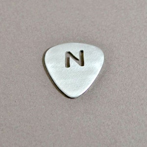 Personalized Guitar Pick Handmade from Aluminum with Custom Cut Out Initials GP7134 image 4