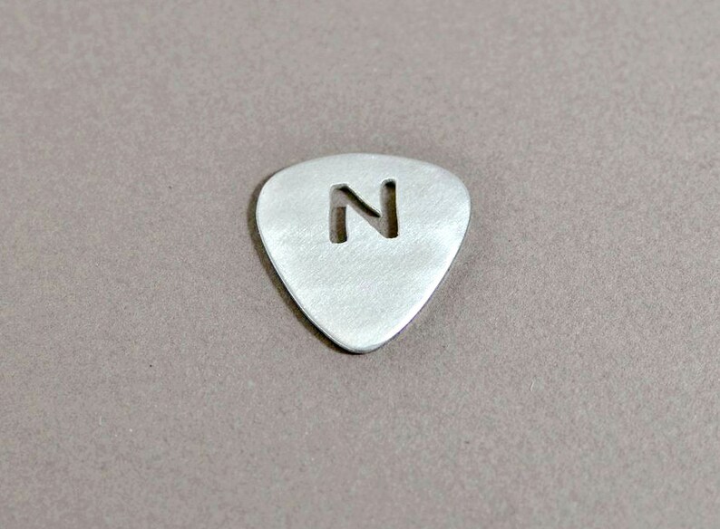 Personalized Guitar Pick Handmade from Aluminum with Custom Cut Out Initials GP7134 image 4