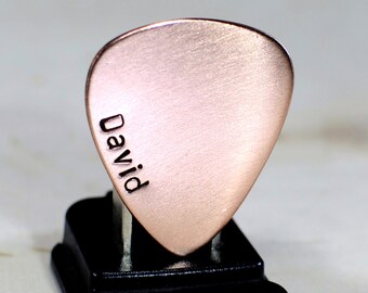 Custom Copper Guitar Pick - playable with your name or date - NicisPicks