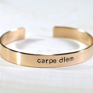 Bronze Carpe Diem Cuff Bracelet with Inspiration to Seize the Day BR010 image 1