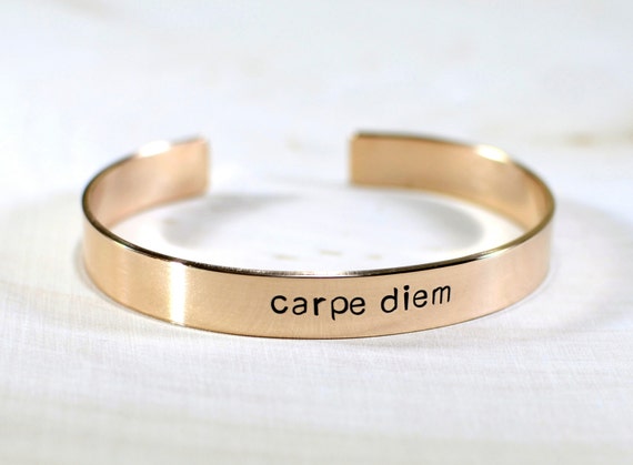 Bronze Carpe Diem Cuff Bracelet With Inspiration to Seize the Day BR010 Etsy Ireland