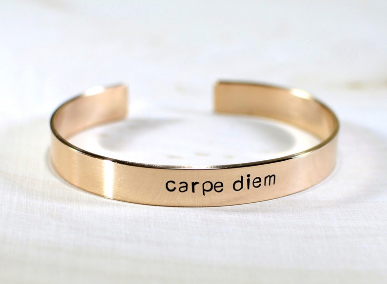 Bronze Carpe Diem Cuff Bracelet with Inspiration to Seize the Day BR010 image 1