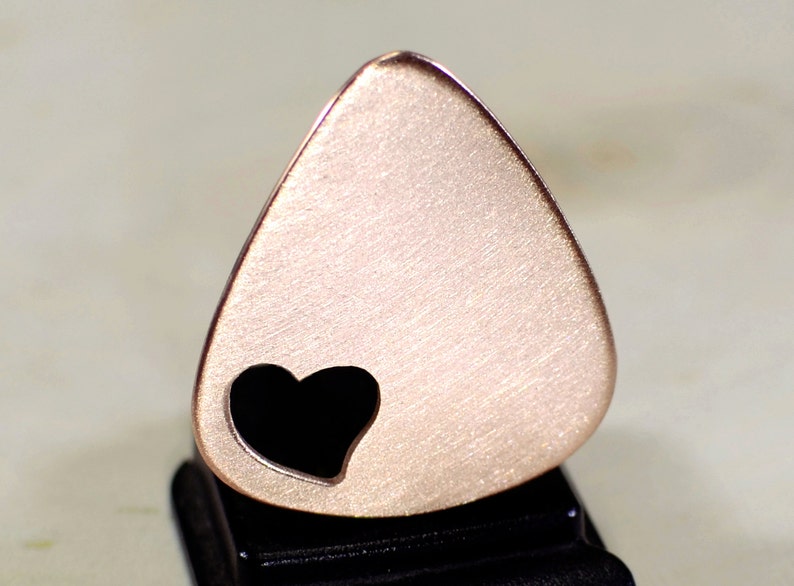 Love Guitar Pick in Copper with Heart Cut Out and Space to Personalize GP659 image 3