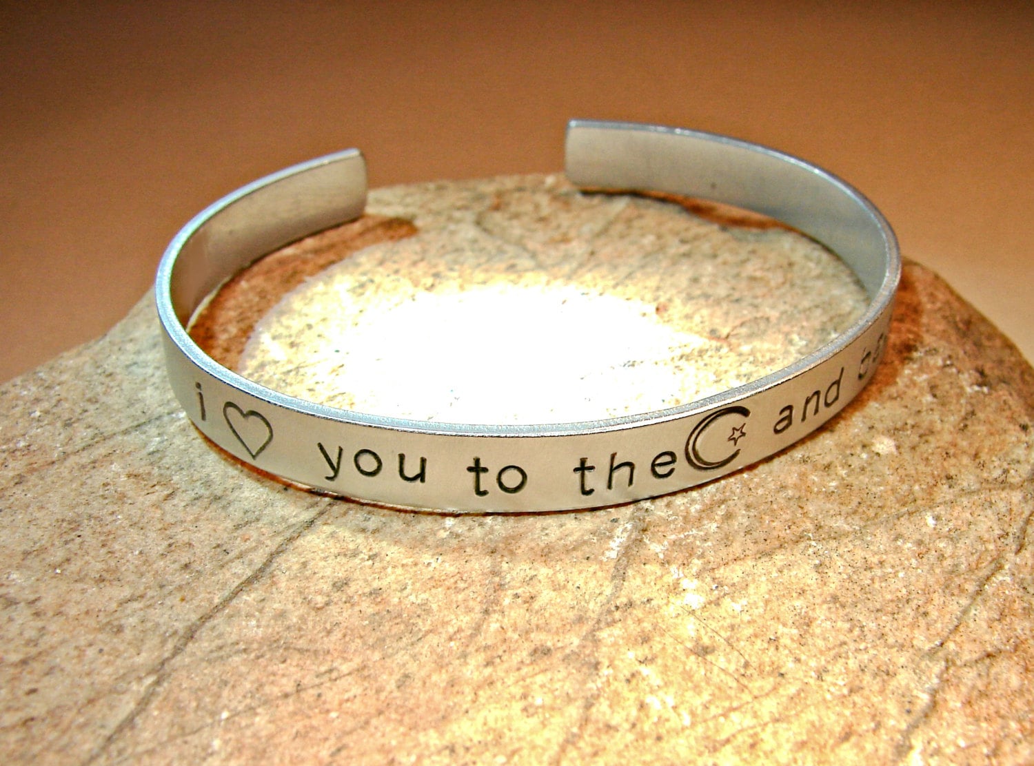 Love you to the moon and back aluminum cuff bracelet with Etsy
