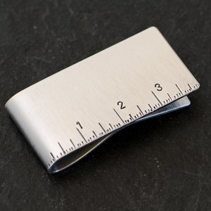 Ruler Sterling Silver Money Clip for Measuring your Stack