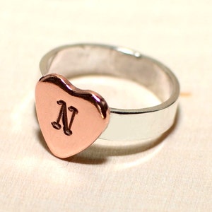 Sterling silver ring with personalized copper heart RG609 image 3