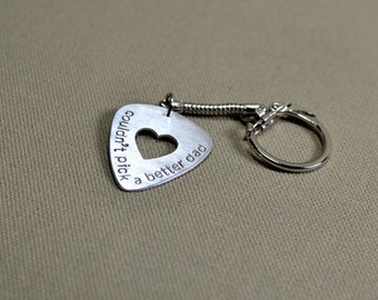 Dad sterling silver guitar pick keychain