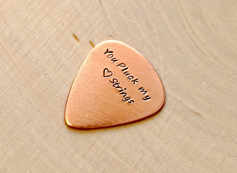 Copper guitar pick with you pluck my heart strings GP800 image 5