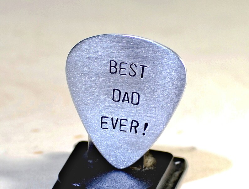 Guitar Pick for Best Dad Ever Handmade from Aluminum for a rocking dad Can be personalized for Father's Day or any other Occasion GP919 image 4