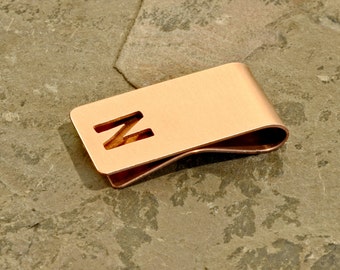 Custom Copper Money Clip – Initial Cut Out, 7th Anniversary Gift