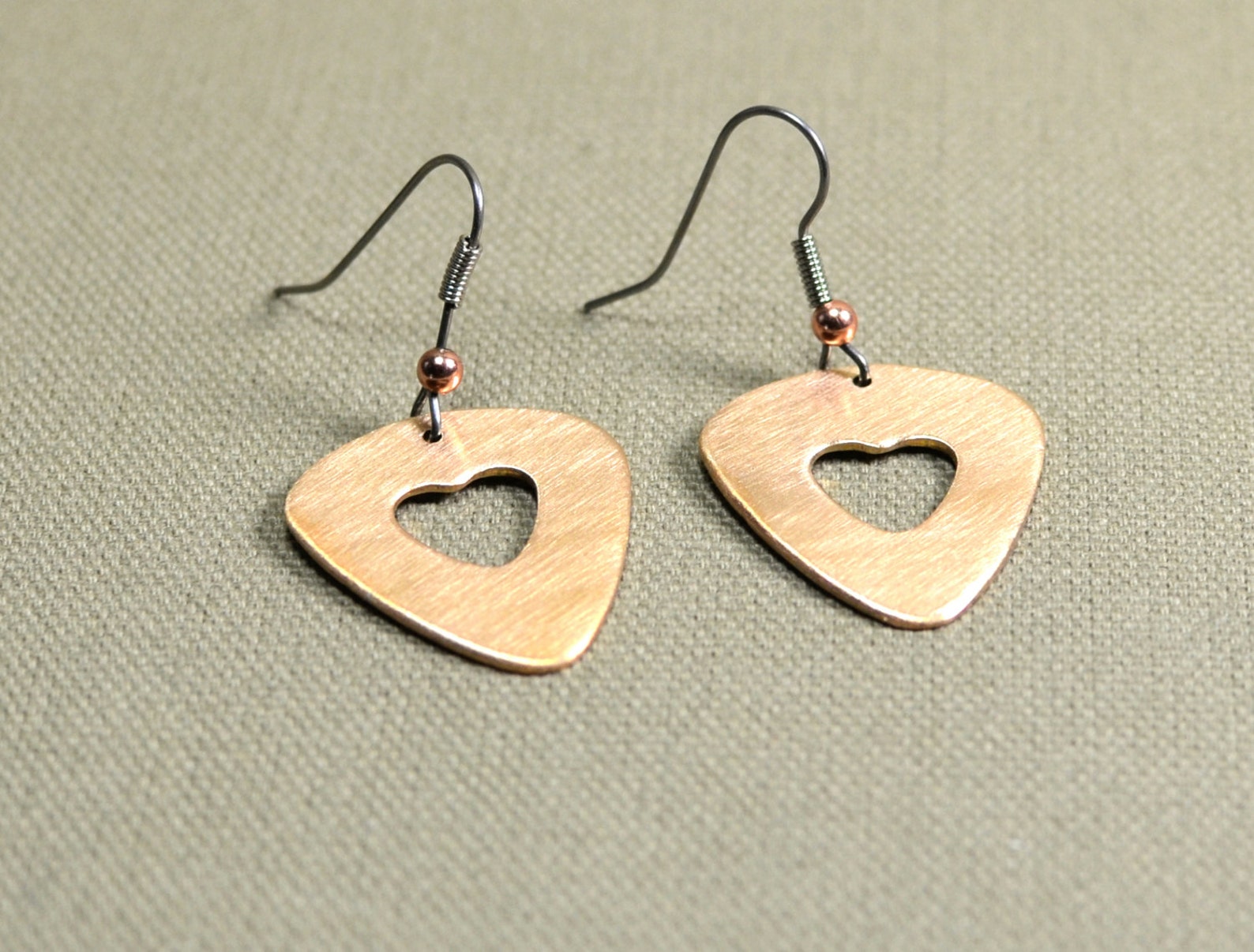 Bronze Guitar Pick Earrings With Heart Cut Outs ER212 Etsy
