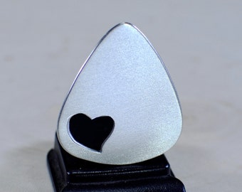 Love Guitar Pick Handmade Aluminum with Heart Cut Out - GP659