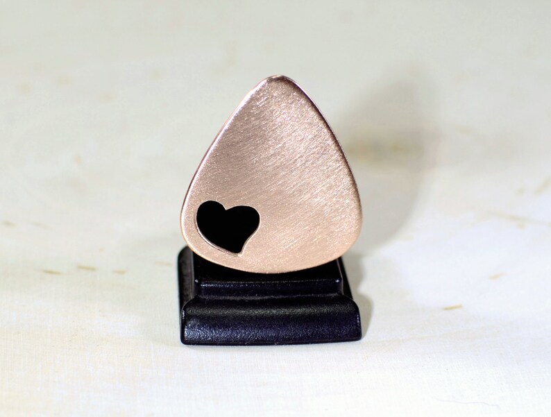 Love Guitar Pick in Copper with Heart Cut Out and Space to Personalize GP659 image 5