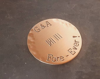 Bronze golf ball marker for 8th or bronze anniversary