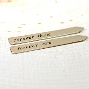 Forever thine forever mine sterling silver collar stays for weddings and love Solid 925 CS434 image 2