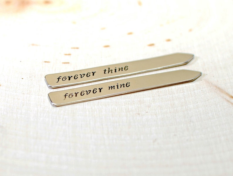 Forever thine forever mine sterling silver collar stays for weddings and love Solid 925 CS434 image 2