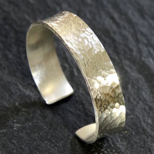 Hammered Sterling Silver Massive Anticlastic Cuff Bracelet - Solid 925 BR514