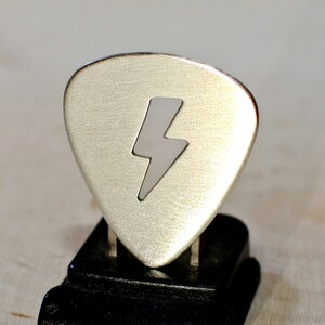 Lightning bolt sterling silver guitar pick can be personalized with engraving image 3