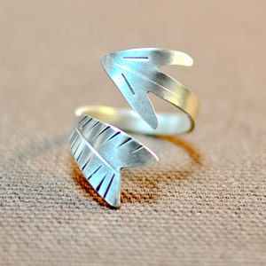 Sterling Silver Arrow Ring Handmade - Solid 925 Wrap Ring  RG880