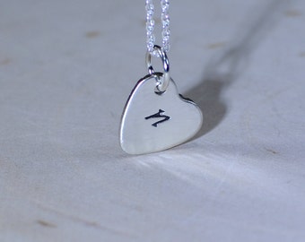 Dainty heart charm necklace with initial - bridesmaids gift