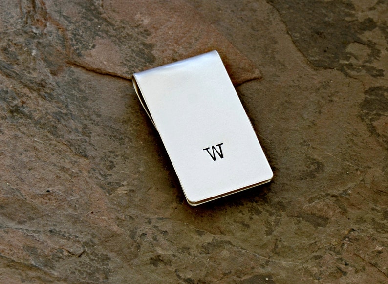 Money Clip Graduation Personalized with Simple Hand Stamped Initial in Sterling Silver solid 925 MC112 image 5