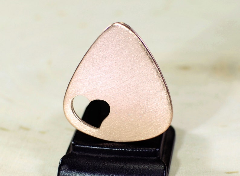 Love Guitar Pick in Copper with Heart Cut Out and Space to Personalize GP659 image 4