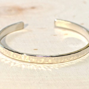 Hammered sterling silver cuff bracelet with elegant radiance in our dainty version Solid 925 BR716 image 2