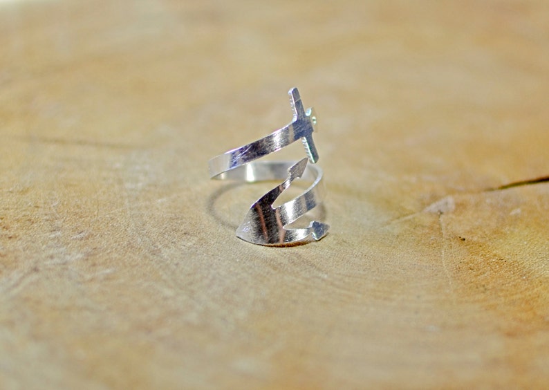 Sterling silver anchor wrap ring 925 RG718 image 2